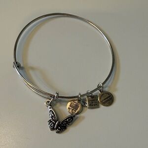 Alex and Ani Silver Butterfly Charm Bangle